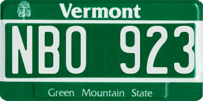 VT license plate NBO923