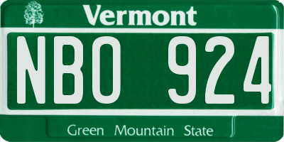 VT license plate NBO924