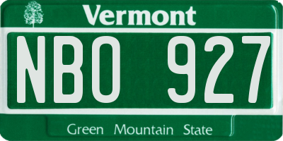 VT license plate NBO927