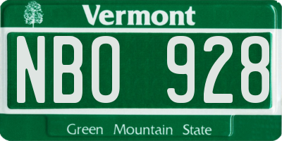 VT license plate NBO928