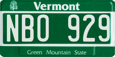 VT license plate NBO929