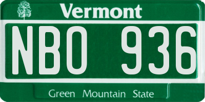 VT license plate NBO936