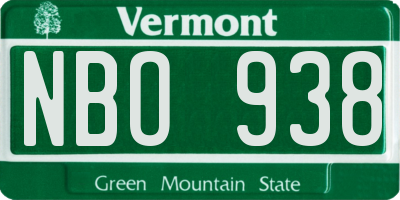 VT license plate NBO938