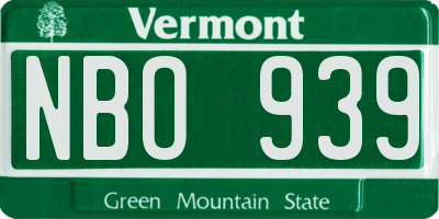 VT license plate NBO939