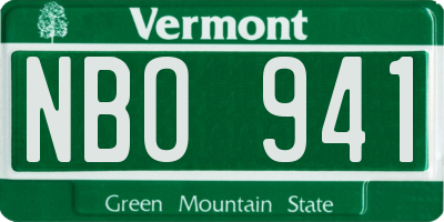 VT license plate NBO941