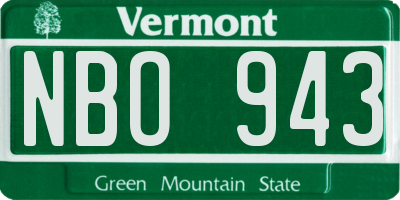 VT license plate NBO943
