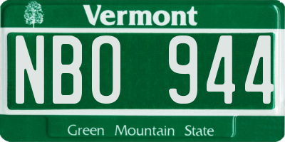 VT license plate NBO944