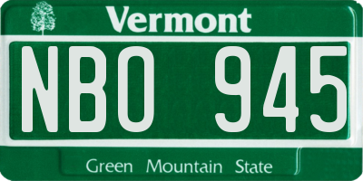 VT license plate NBO945