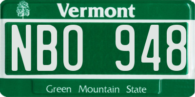 VT license plate NBO948
