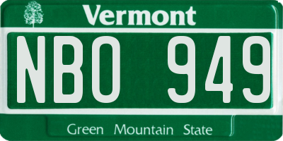 VT license plate NBO949