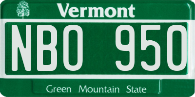 VT license plate NBO950