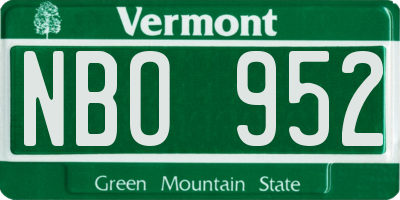 VT license plate NBO952