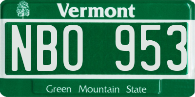 VT license plate NBO953