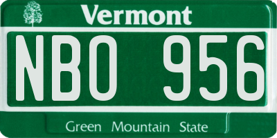 VT license plate NBO956