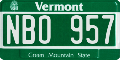 VT license plate NBO957