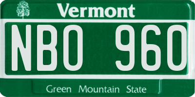 VT license plate NBO960