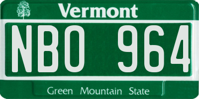VT license plate NBO964