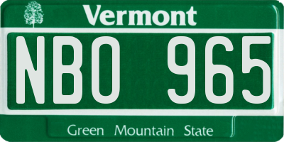 VT license plate NBO965