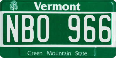 VT license plate NBO966