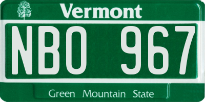 VT license plate NBO967