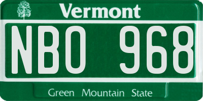 VT license plate NBO968