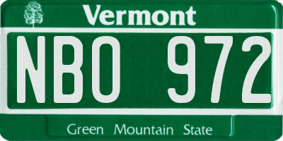 VT license plate NBO972