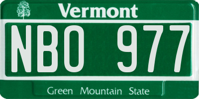 VT license plate NBO977