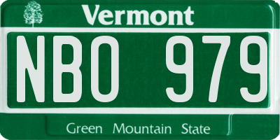 VT license plate NBO979