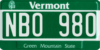 VT license plate NBO980