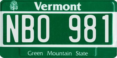 VT license plate NBO981