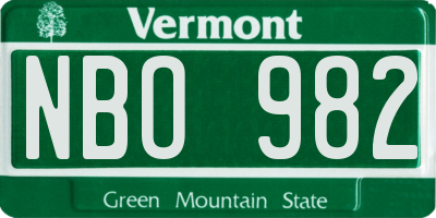 VT license plate NBO982