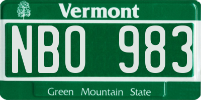 VT license plate NBO983