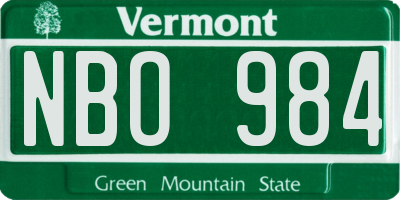 VT license plate NBO984