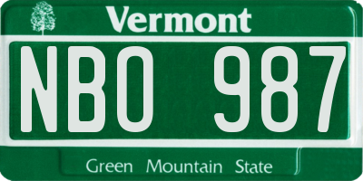 VT license plate NBO987