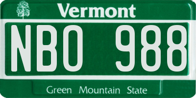 VT license plate NBO988