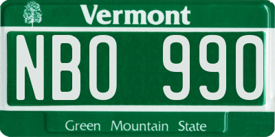 VT license plate NBO990