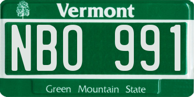 VT license plate NBO991