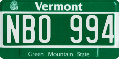 VT license plate NBO994