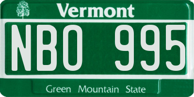 VT license plate NBO995