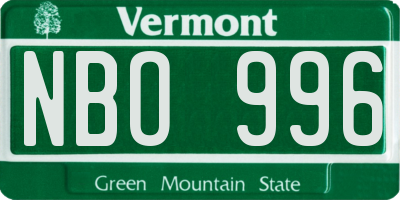 VT license plate NBO996