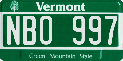 VT license plate NBO997