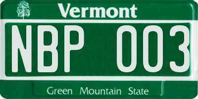VT license plate NBP003