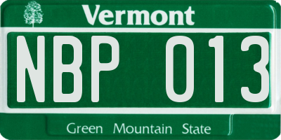 VT license plate NBP013