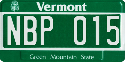 VT license plate NBP015