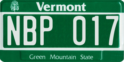 VT license plate NBP017