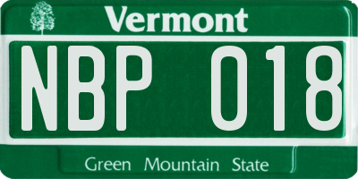 VT license plate NBP018