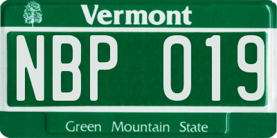 VT license plate NBP019