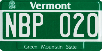 VT license plate NBP020