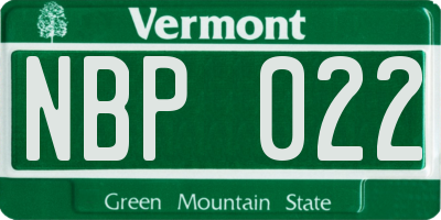VT license plate NBP022