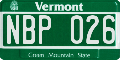 VT license plate NBP026